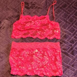 Victoria's Secret Lace Bandeau Set - Bright Pink